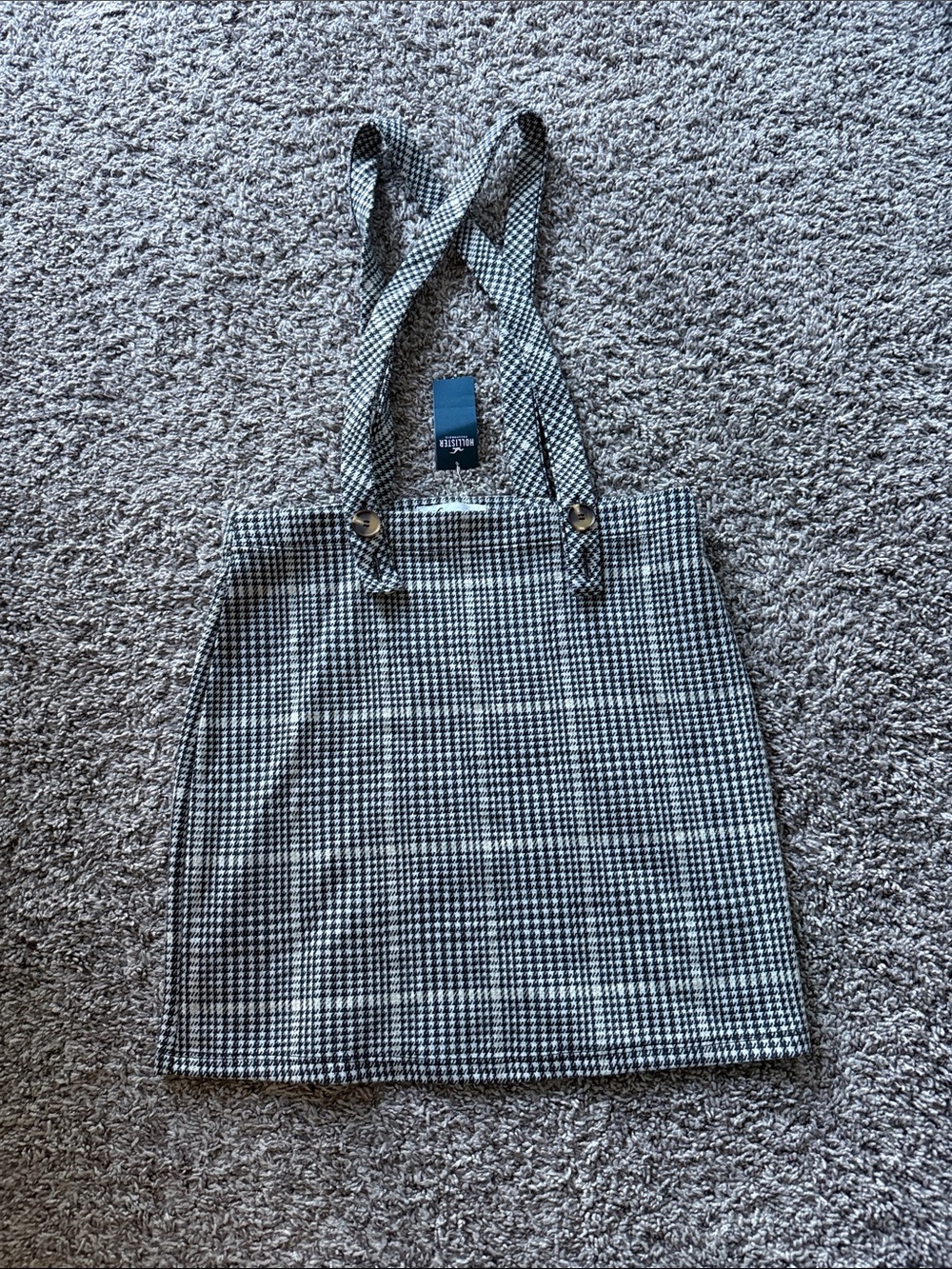 Hollister Black & White Houndstooth Pinafore Skirt